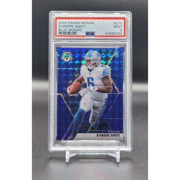 2020 Panini Mosaic D’Andre Swift Blue Prizm Rookie #/99 #215 PSA 9 Detroit Lions